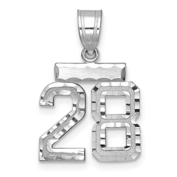 14k White Gold Varsity Collection Small D/C Pendant Number 28